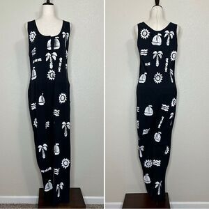 Natural Elements Black Tropical Sleeveless Jumpsuit